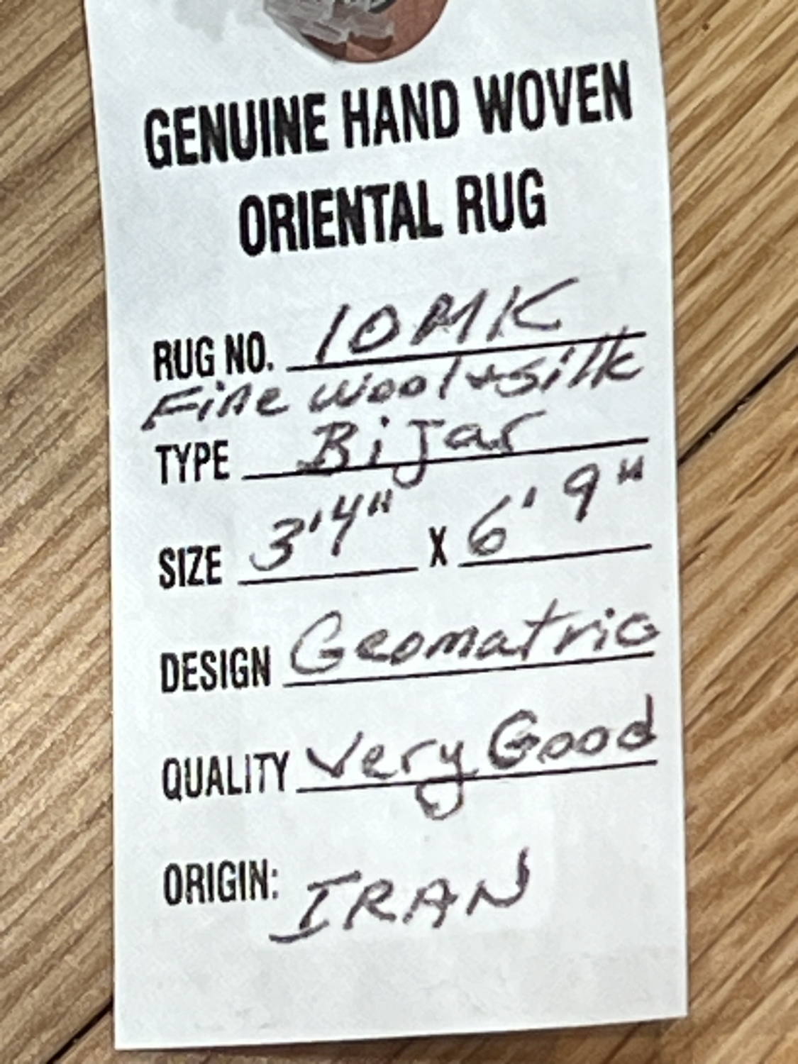 Very Good Wool & Silk Persian Bijar - 3'4" x 6'9" - Image 10