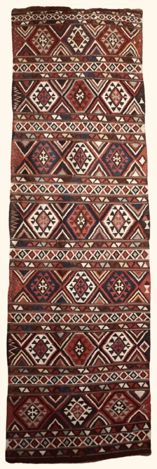 Very Good Antique Caucasian Shirvan or Shahsavan Kilim (Flatweave) - 3'4" x 10'10"