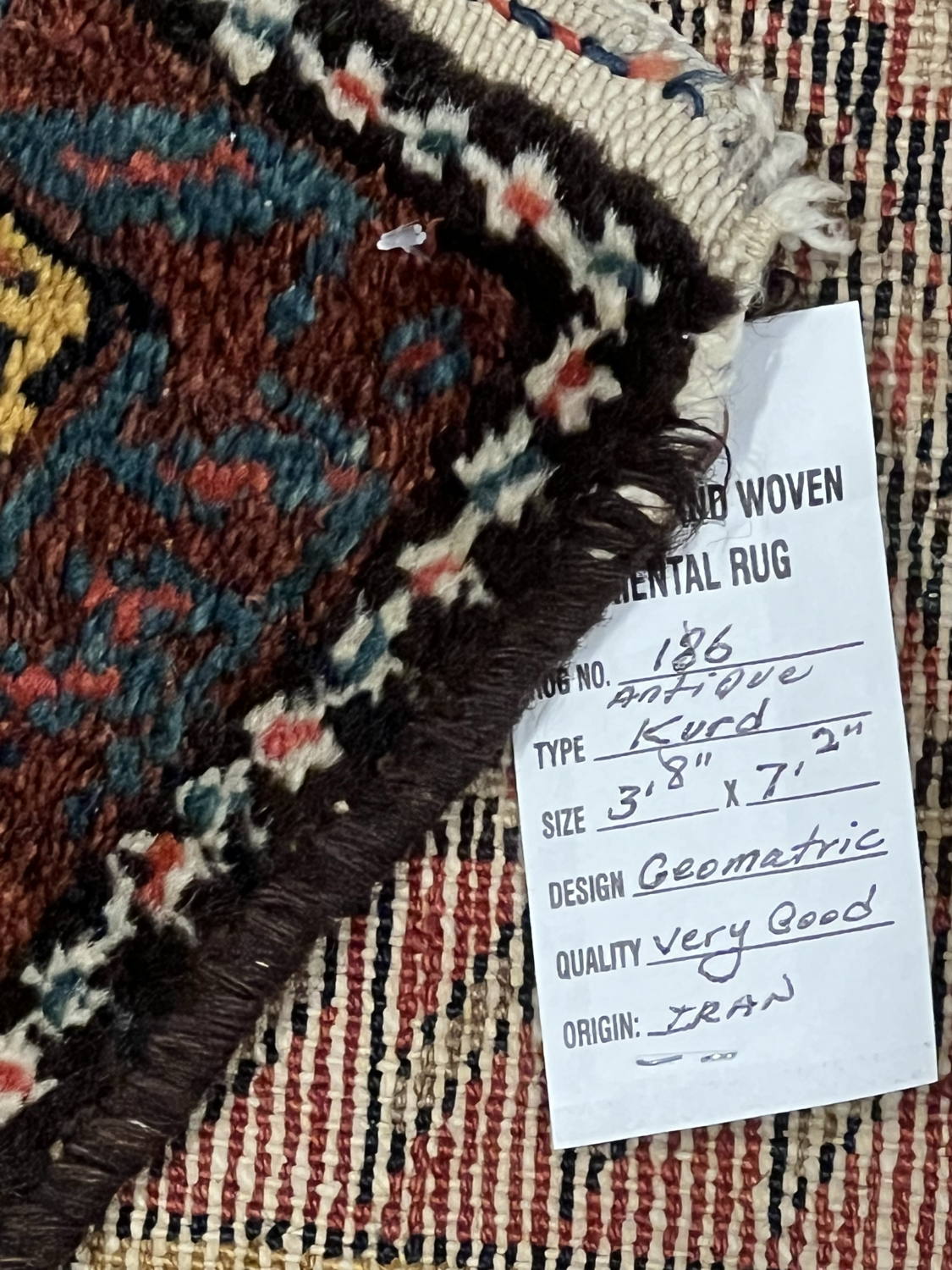 Very Good Antique Persian Kurd - 3'8" x 7'2" - Image 10