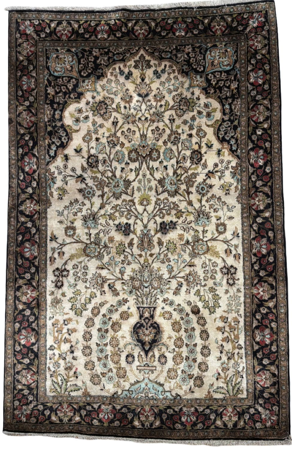 Very Fine All Silk Persian Qom - 3'5" x 5'2"
