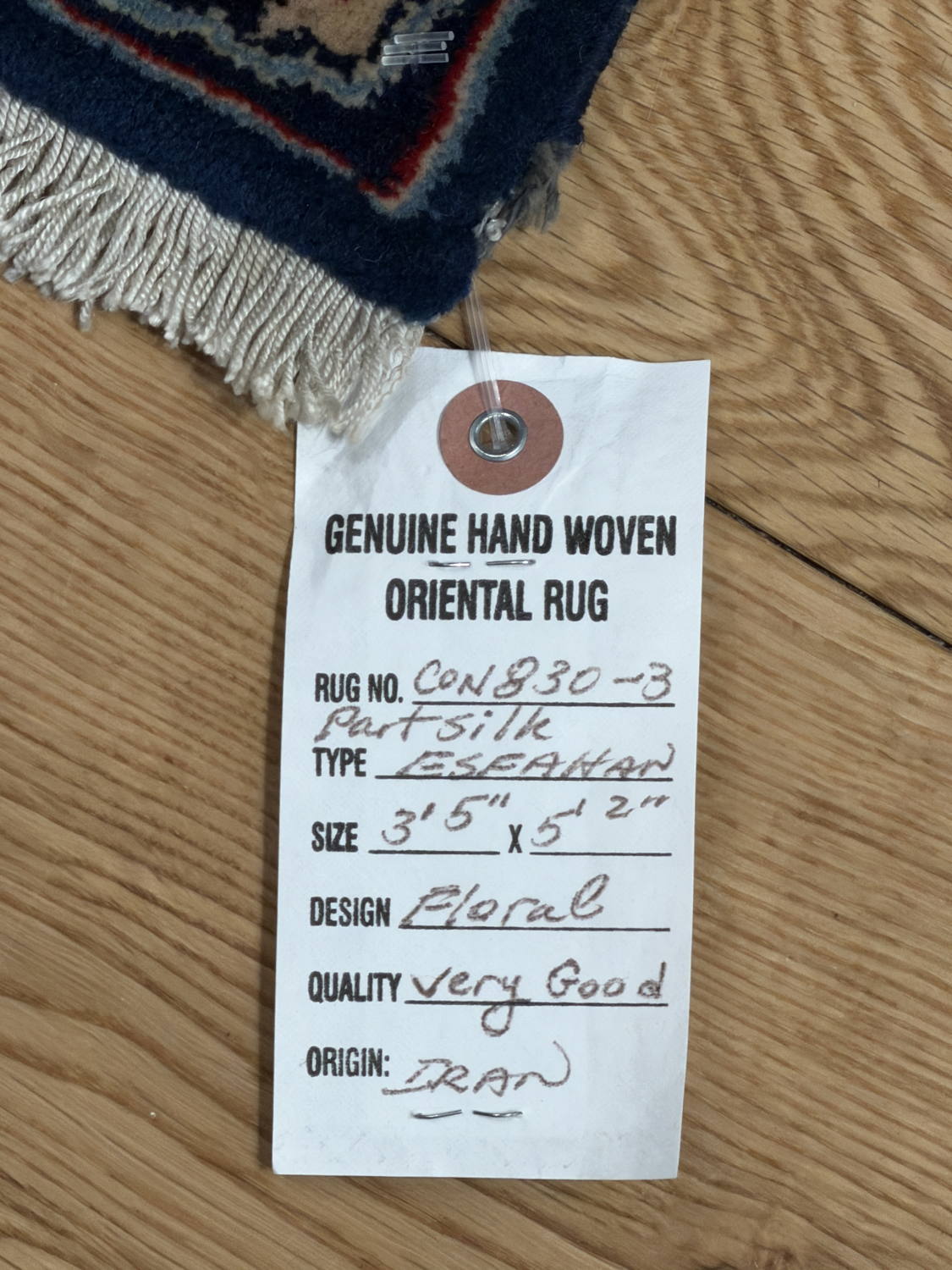 Very Fine Wool & Silk Persian Esfahan - 3'5" x 5'2" - Image 8