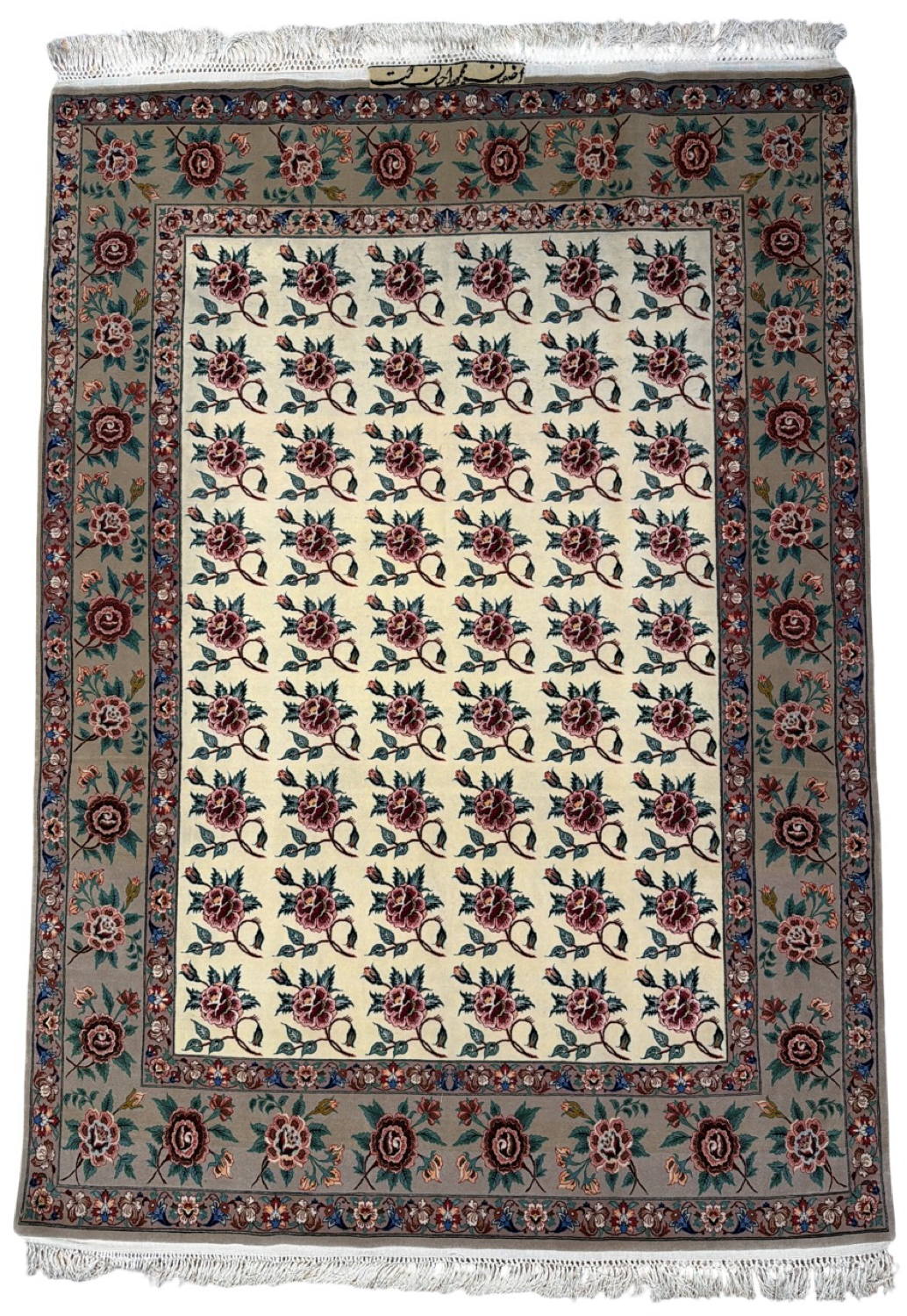 Very Fine Wool & Silk Persian Esfahan - 4'8" x 6'6"