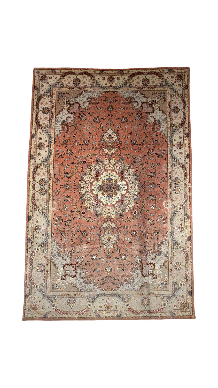 Very Fine Wool & Silk Persian Tabriz - 6'6" x 10'0"