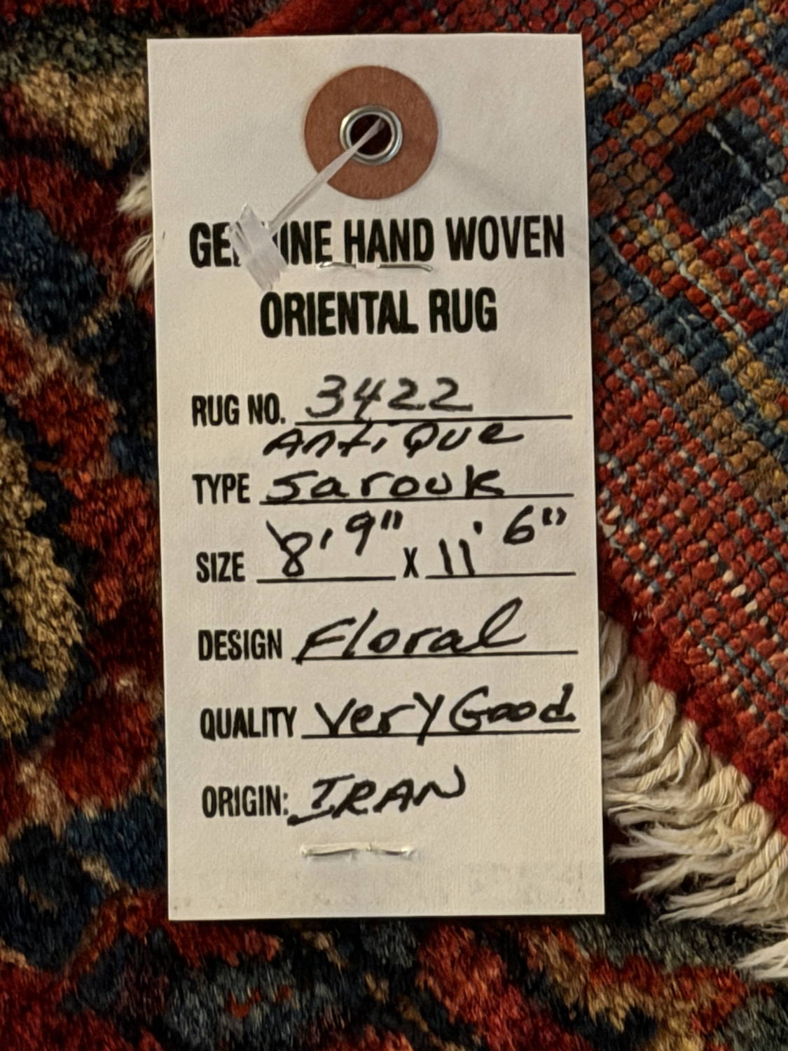 Very Good Antique Persian Sarouk - 8'9" x 11'6" - Image 11