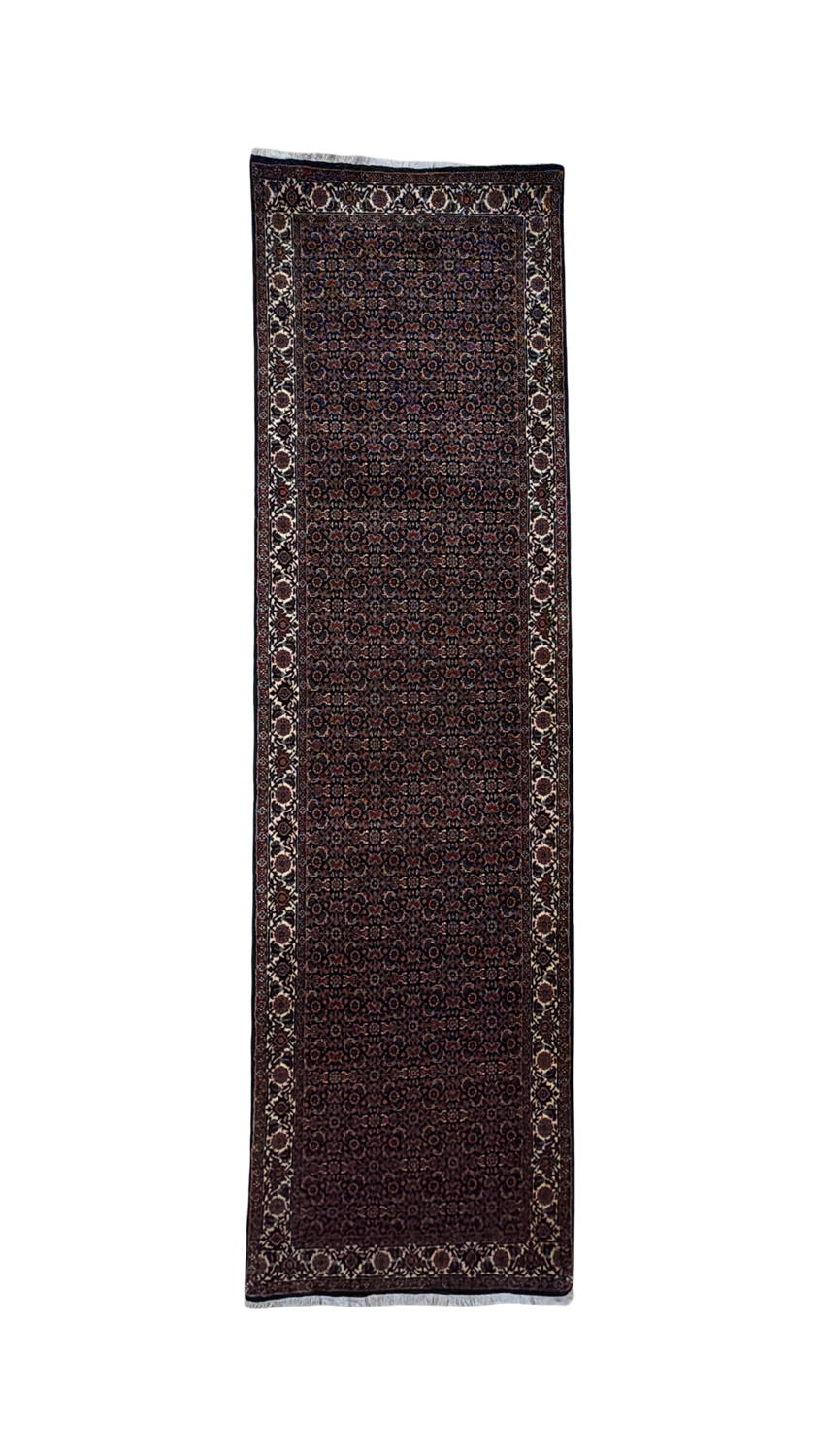 Very Fine Wool & Silk Persian Bijar - 2'9" x 9'6"