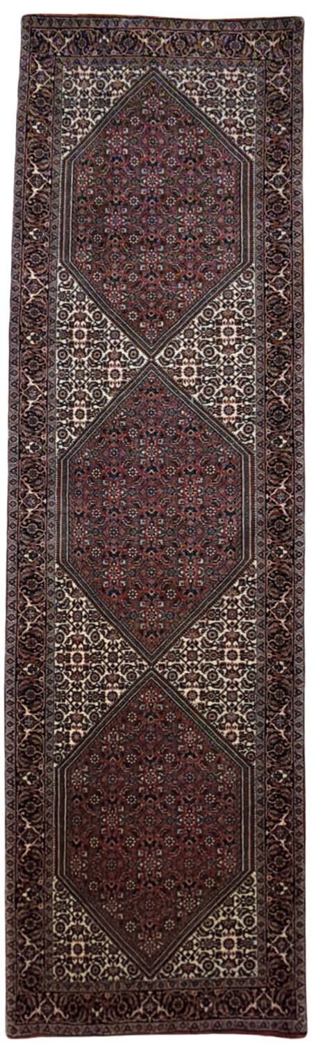 Very Fine Wool & Silk Persian Bijar - 2'9" x 9'5"